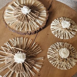 Set of 4 Wall Decor Handmade with Jute